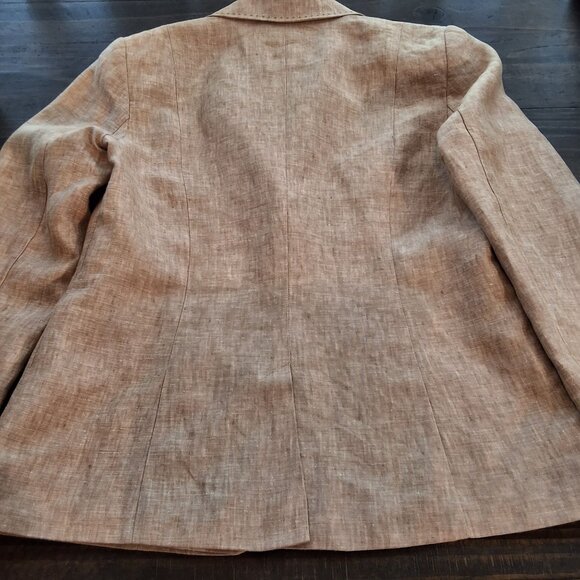 H&M Beige Linen Single-Breasted Blazer With Notched Collar & Shell Buttons SZ 10 - Picture 6 of 8